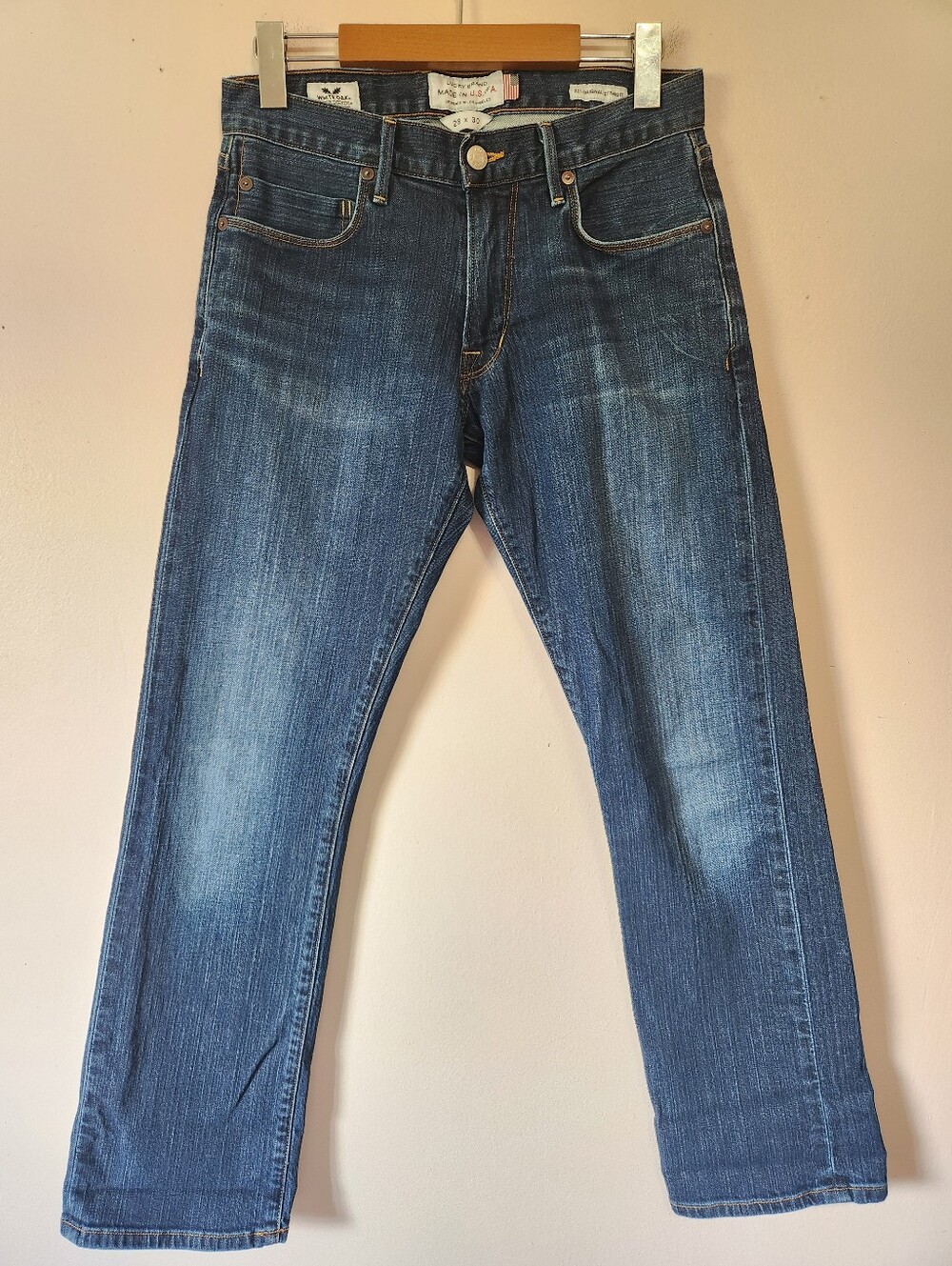 Lucky Brand 221 Original Straight Jeans 28x30 White Oak Cone Denim Made In USA